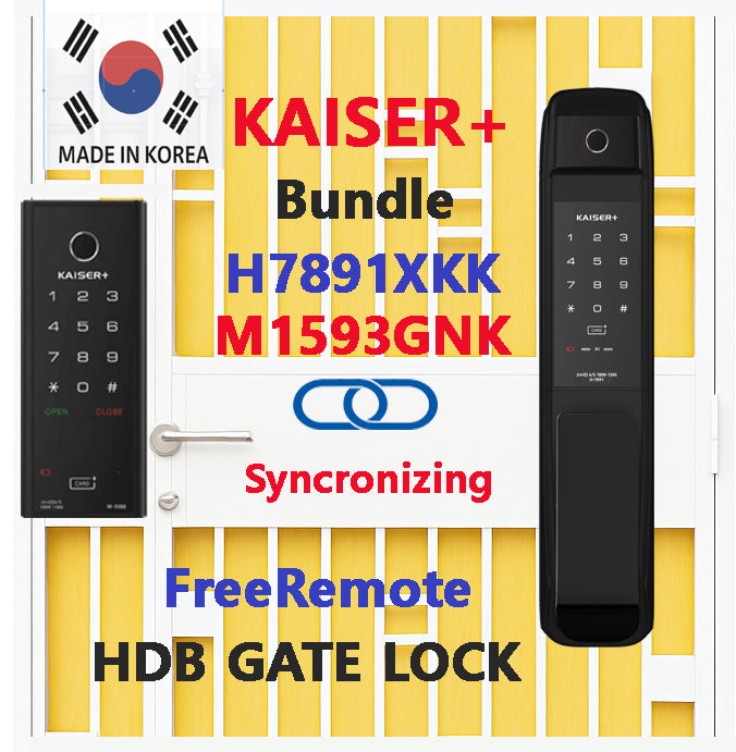 [HDB Gate Lock Bundle] M1593GNK Gate Lock + H7891XKK PIN 🔢 · RFID 💳 · Fingerprint 🧬 · SYNC 🔗 | 🎮 Free Remote | 📡 Optional Wi-Fi | KAISER+ Premium | Made for Tropical Climate