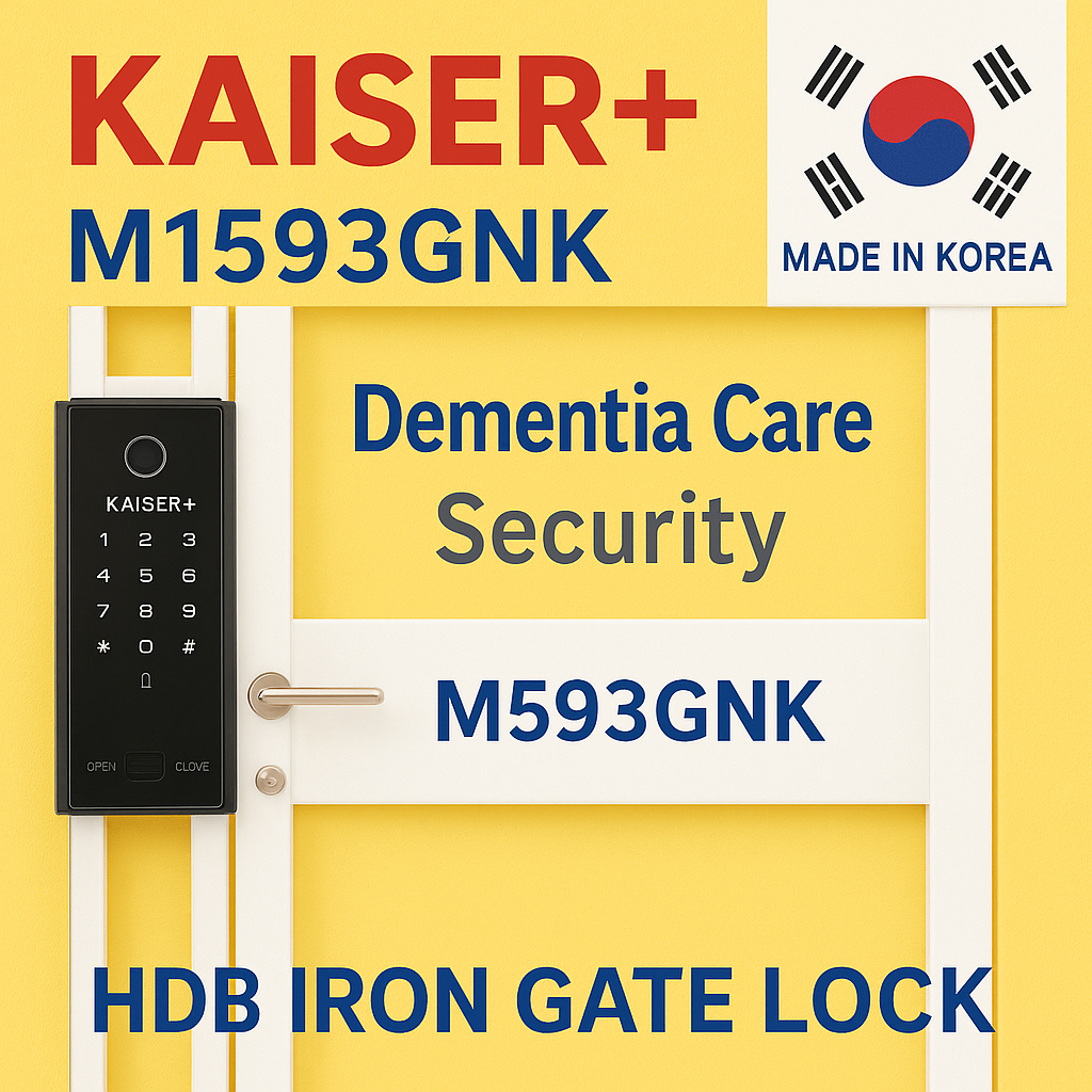 [HDB Gate Lock Bundle] M1593GNK Gate Lock + Horizontal Rim Lock (M1500SNK) Optional Wi-Fi | Made in Korea