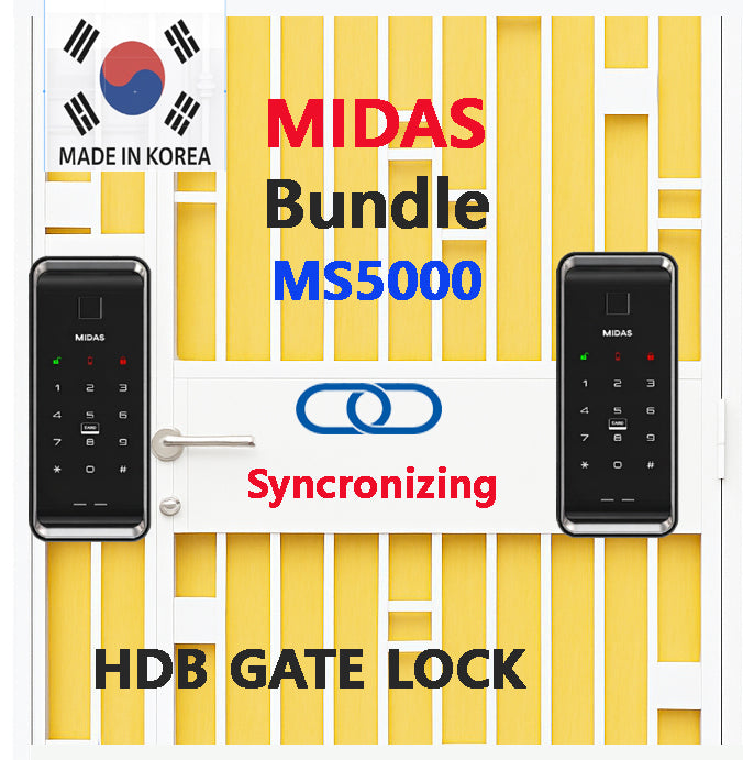 [HDB Gate Lock Bundle] MS5000FDG + MS5000FDT (SYNCRO Set) Dual Smart Lock for HDB Gates | PIN · RF Card · Fingerprint | Free Remote | Optional Wi-Fi | Made in Korea