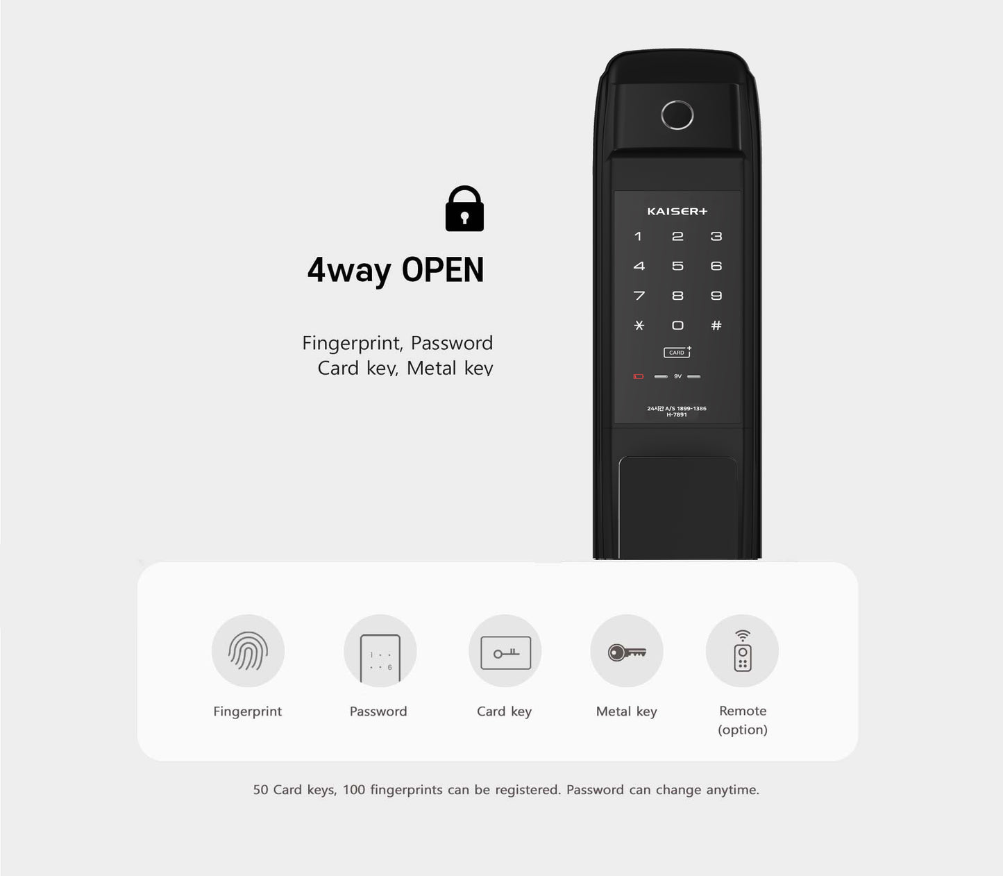 [PushPull]KAISER PLUS  H7891XKK  Premium Digital Push-Pull Door Lock |  Euro Large Motise Smart Door Lock with PIN, RFID, Fingerprint, Emergency Key | Luxury Made in Korea Smart Lock | Motise, Remote Control, Wi-Fi & BLE IoT Options