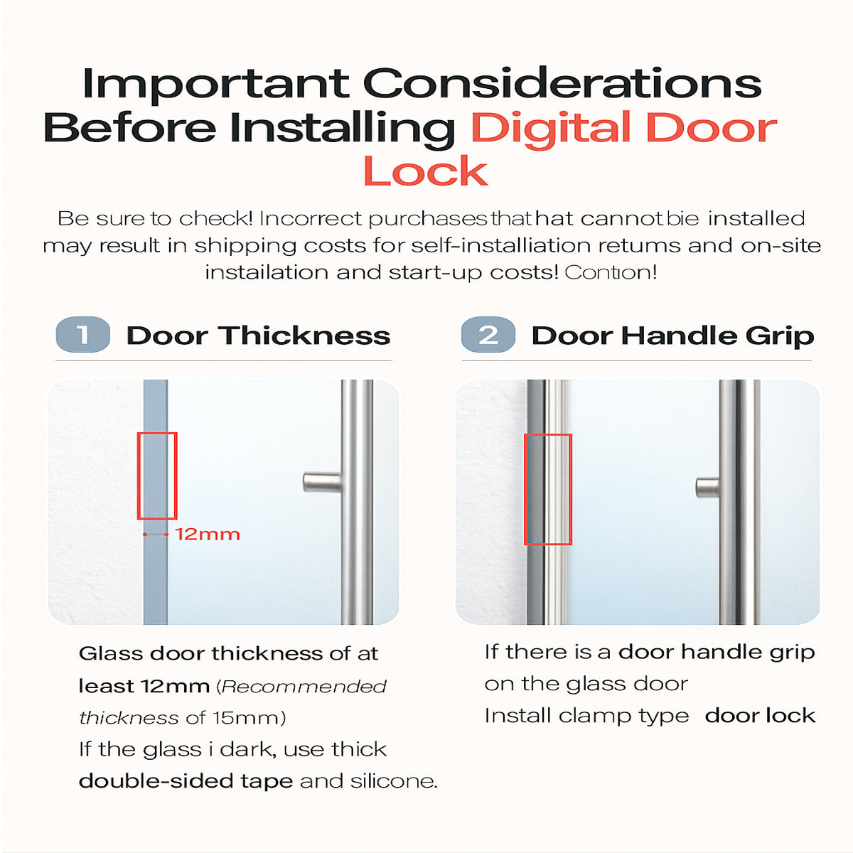 [Glass Lock] Solity TG330 Clip Smart Glass Door Lock For Frameless Glass Door