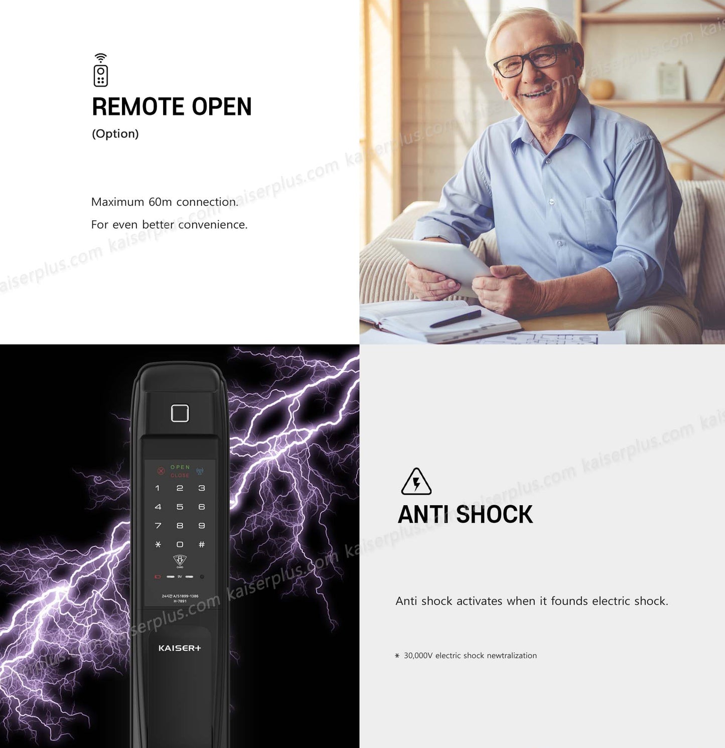 [PushPull]KAISER PLUS  H7891XKK  Premium Digital Push-Pull Door Lock |  Euro Large Motise Smart Door Lock with PIN, RFID, Fingerprint, Emergency Key | Luxury Made in Korea Smart Lock | Motise, Remote Control, Wi-Fi & BLE IoT Options