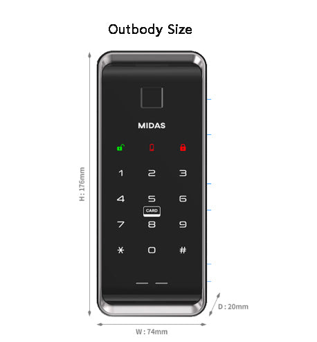 [Vertical Sliding Lock] MIDAS MS5000FDT, Fingerprint Smart Lock, WiFi Smart Lock, Optional Remote Control Door Lock, Digital Lock