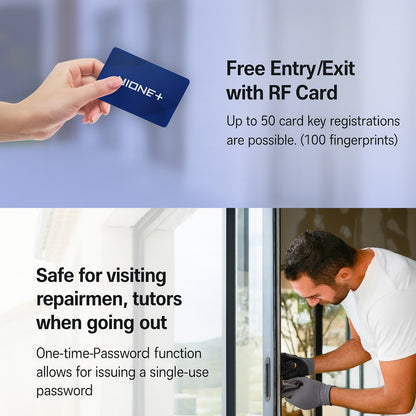 [Room Door Lock] HIONE PLUS H6480 / H6480F | Wooden & Room Door | PIN, Card, Fingerprint, Emergency Key | Remote, IoT, BLE, WiFi, Bluetooth | No-Drill Smart Door Lock