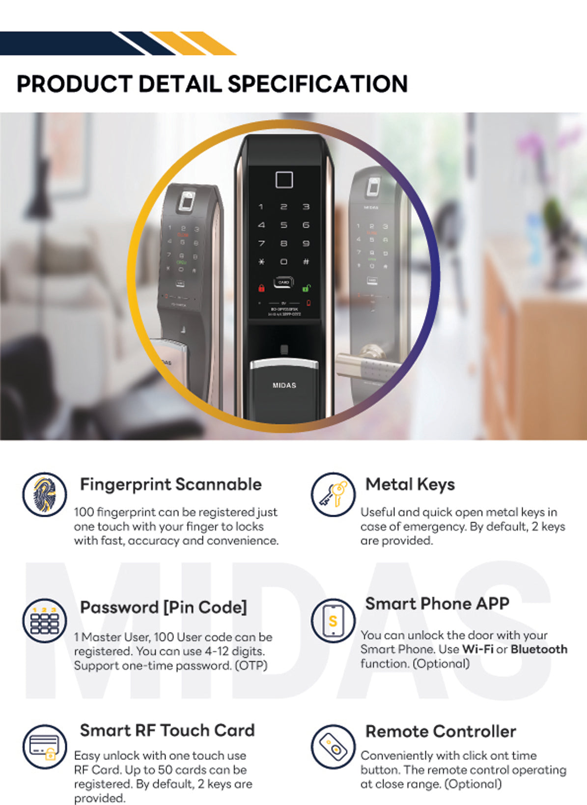 [PushPull]KAISER PLUS MS931FSK Premium Digital Push-Pull Door Lock | Euro Large Motise Smart Door Lock with PIN, RFID, Fingerprint, Emergency Key | Luxury Made in Korea Smart Lock | Motise, Remote Control, Wi-Fi & BLE IoT Options