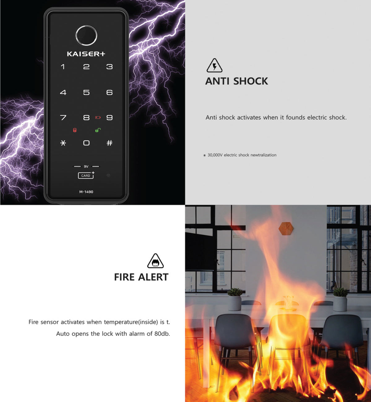 [HDB Gate Lock]KAISER+ M1590GNK Premium HDB Gate Smart Lock   Fingerprint, PIN & RFID Access   Optional IoT Remote Control | Family Safety Design   Made in Korea [