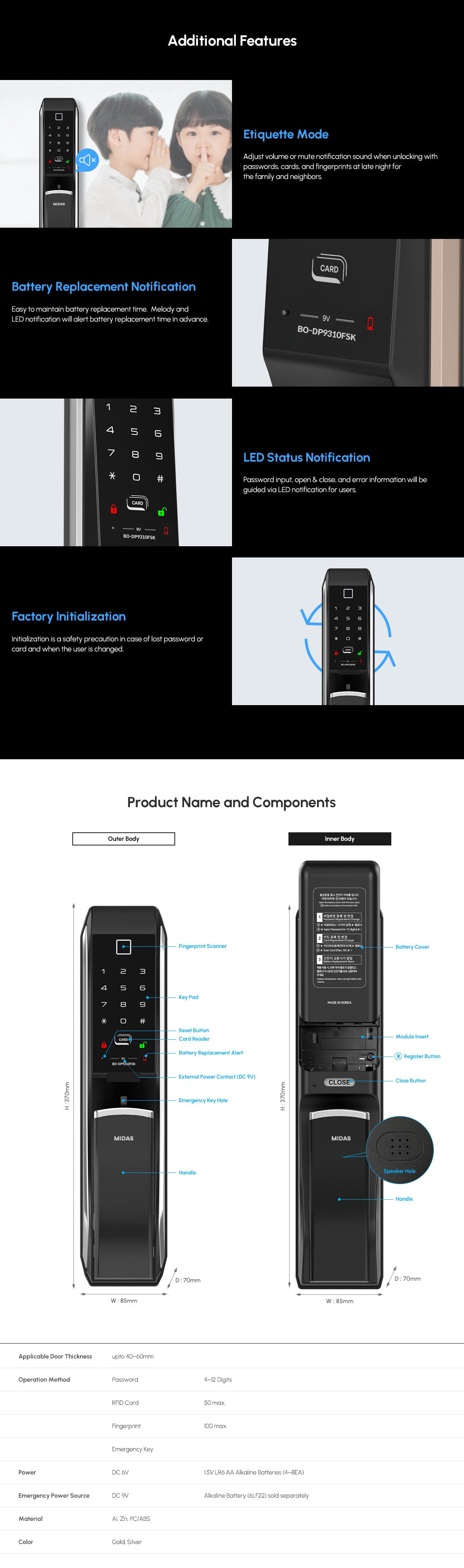 MS-9310 Push-Pull Door Lock metal key [ Iot Smart door lock option: remote Tuya bluetooth wifi ]