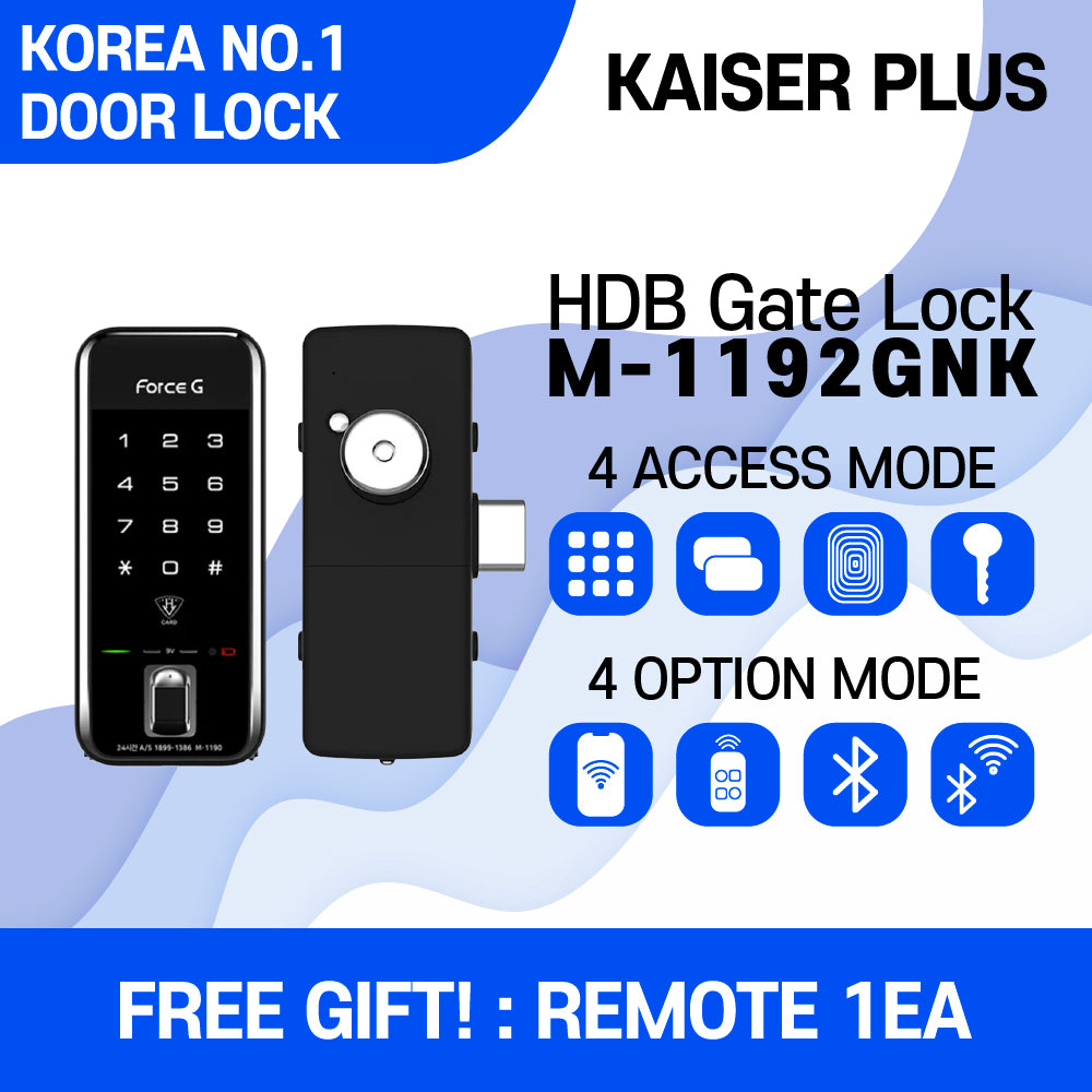 [HDB Gate Lock] M1192GNK – HDB Gate Lock in Singapore | Digital Smart Gate Door Lock with PIN, RFID, Fingerprint, Remote Control | WiFi & BLE IoT Options | Dementia & Elderly Care Safety | Made in Korea Premium Smart Lock