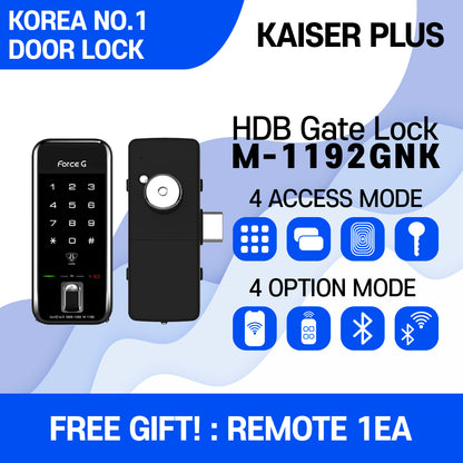 [HDB Gate Lock] M1192GNK – HDB Gate Lock in Singapore | Digital Smart Gate Door Lock with PIN, RFID, Fingerprint, Remote Control | WiFi & BLE IoT Options | Dementia & Elderly Care Safety | Made in Korea Premium Smart Lock