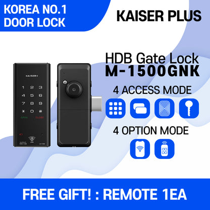 [HDB Gate Lock] M1500GNK –Digital Smart Lock with PIN, RFID Card, Fingerprint | Remote Control & IoT (BLE + WiFi) | Dementia, Nursing Home, Prison Use | Made in Korea