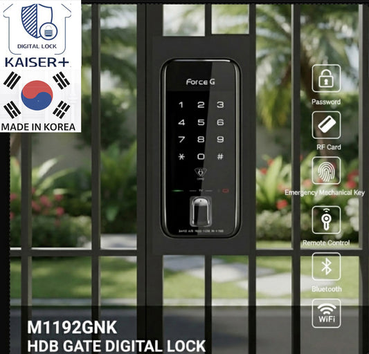 [HDB Gate Lock] M1192GNK – HDB Gate Lock in Singapore | Digital Smart Gate Door Lock with PIN, RFID, Fingerprint, Remote Control | WiFi & BLE IoT Options | Dementia & Elderly Care Safety | Made in Korea Premium Smart Lock