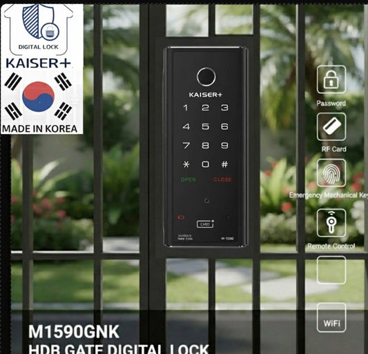 [HDB Gate Lock] M1590GNK  Digital Smart Lock with PIN, RFID Card, Fingerprint | Remote Control & IoT (BLE + WiFi) | Dementia, Nursing Home, Prison Use | Made in Korea