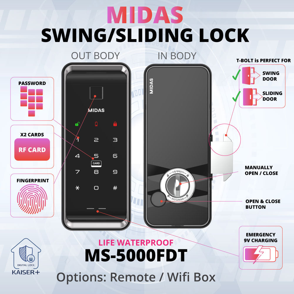 MS-5000FDT Finger Sliding Door Lock