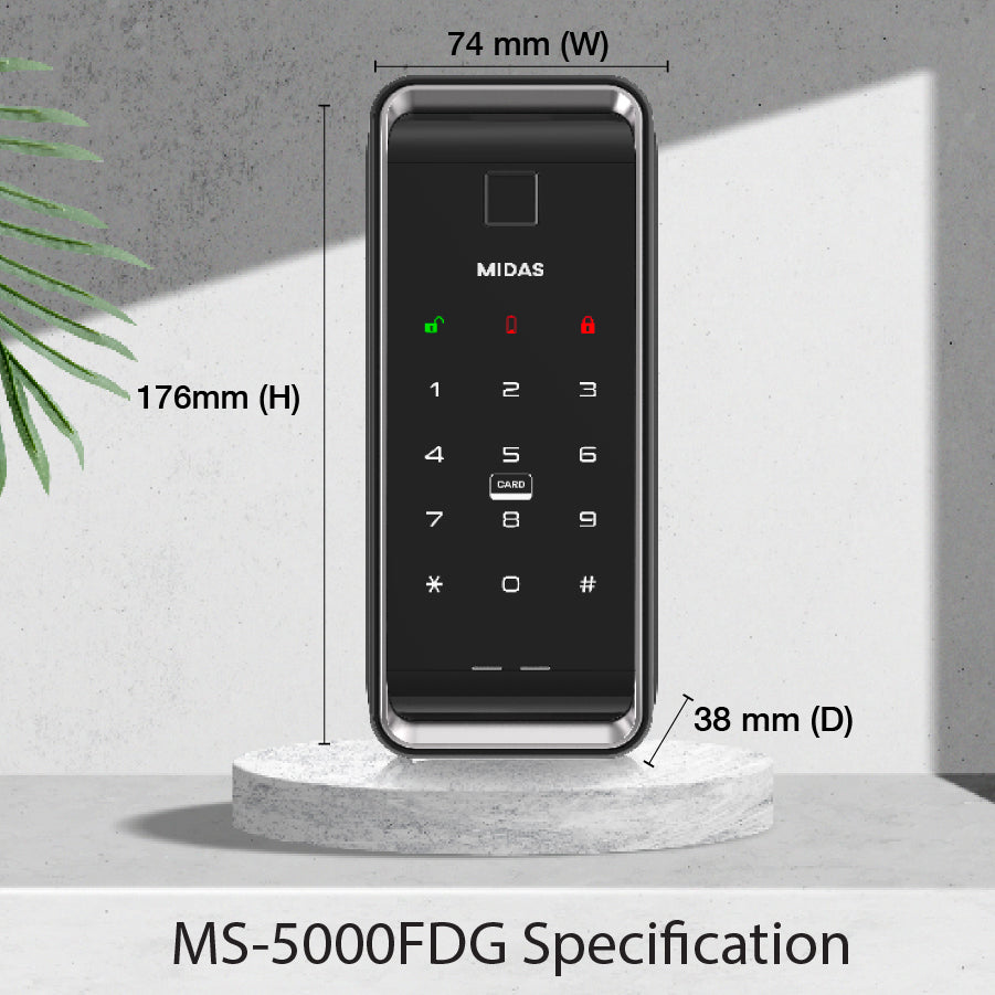 [HDB Gate Lock] MIDAS MS5000FDG  Digital Smart Lock with PIN, RFID Card, Fingerprint | Remote Control & IoT (BLE + WiFi) | Dementia, Nursing Home, Prison Use | Made in Korea