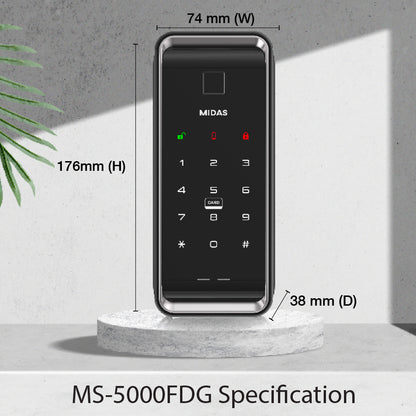 [HDB Gate Lock] MIDAS MS5000FDG  Digital Smart Lock with PIN, RFID Card, Fingerprint | Remote Control & IoT (BLE + WiFi) | Dementia, Nursing Home, Prison Use | Made in Korea