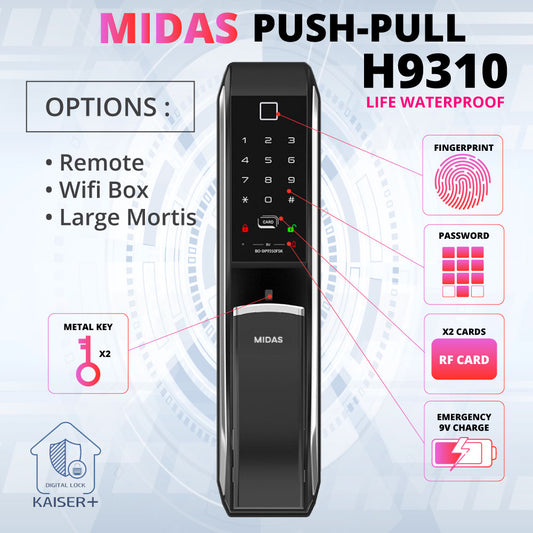 MS-9310 Push-Pull Door Lock metal key [ Iot Smart door lock option: remote Tuya bluetooth wifi ]