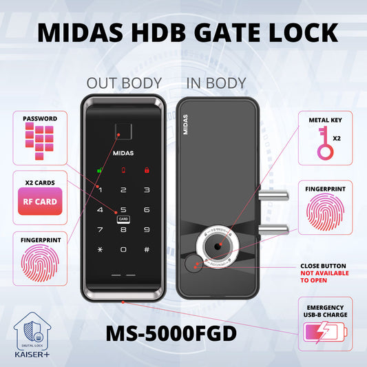 MS-5000FDG & MS-9310FSK Digital Doorlock Bundle HDB Gate Lock