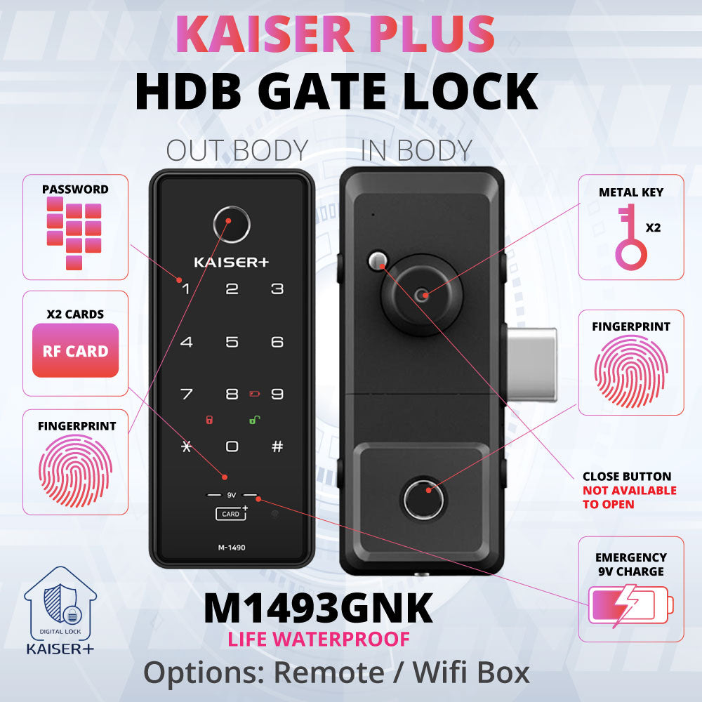 M-1493GNK Digital Grill Gate Lock with Dual Fingerprint